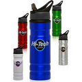 27.25 oz. Logo Aluminum Water Bottles with Straw